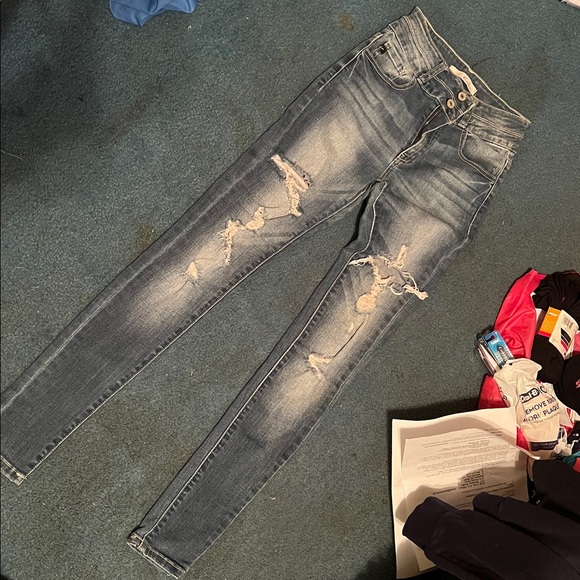 KanCan Distressed Skinny Jeans - Blue - Picture 1 of 2
